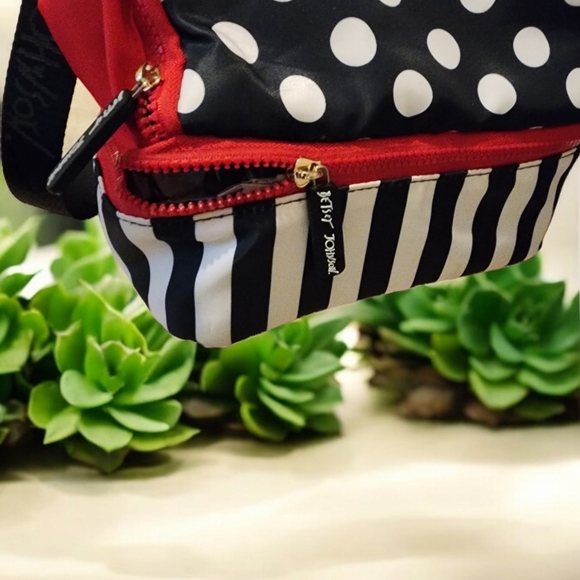 Betsey Johnson Insulated 2 compartment Lunch Tote Bag Dots Stripes NWOT - Picture 4 of 6